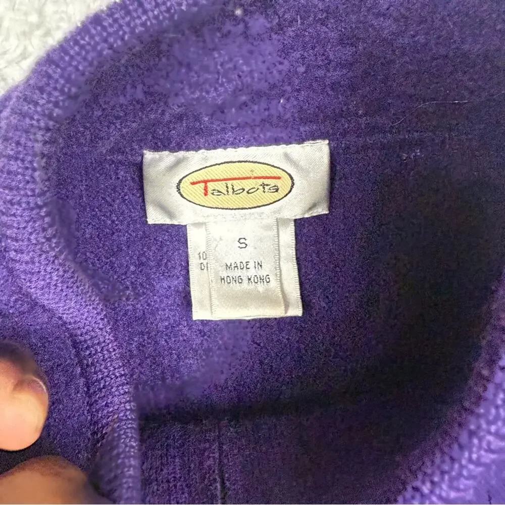Talbots Purple Wool Knit zip up Sweater